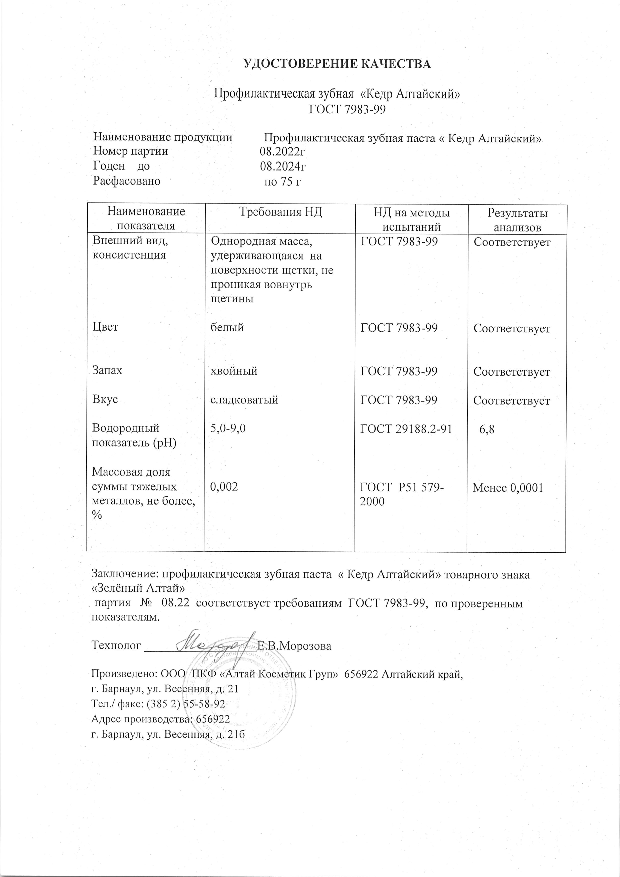 Паспорт №082022